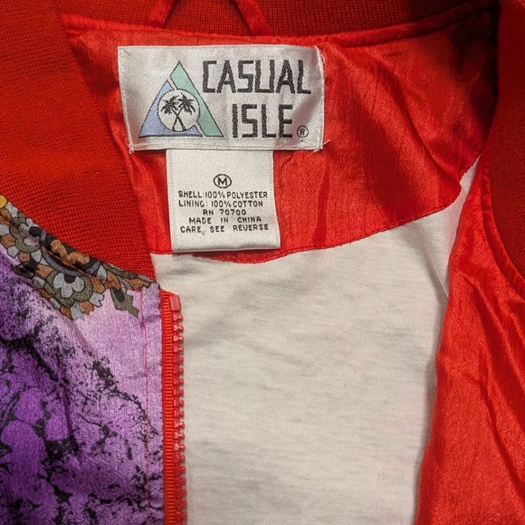 Vintage Casual Isle Bomber Multi Print Full Zip Jacket Women's Oversized Medium - Picture 5 of 6